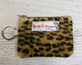 Leopard Cheetah Print - Faux Fur - Coin Purse - Keychain - Wallet - Key Fob - Key Ring