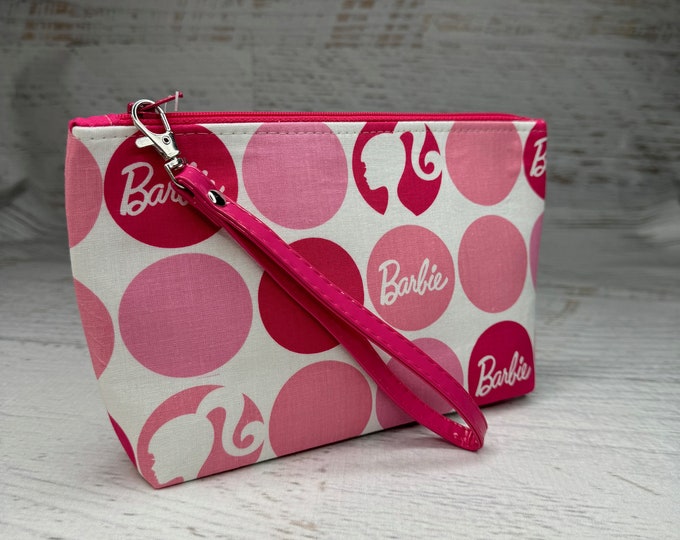 Dots - Official Barbie® Licensed Fabric- Tiles - Clutch - Zipper Pouch - Wristlet - Retro - Travel Bag - Tiki