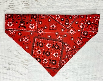 Red Hanky - Dog Cat Pet Bandana - Over the Collar - Tropical - Aloha Print - Sizes XS through XL - Dog Accessories - Neckwear