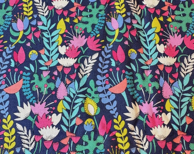 Remnant Fabric - Windham Fabrics Fantasy Florabundent by Sally Kelly Floral Print Cotton Woven