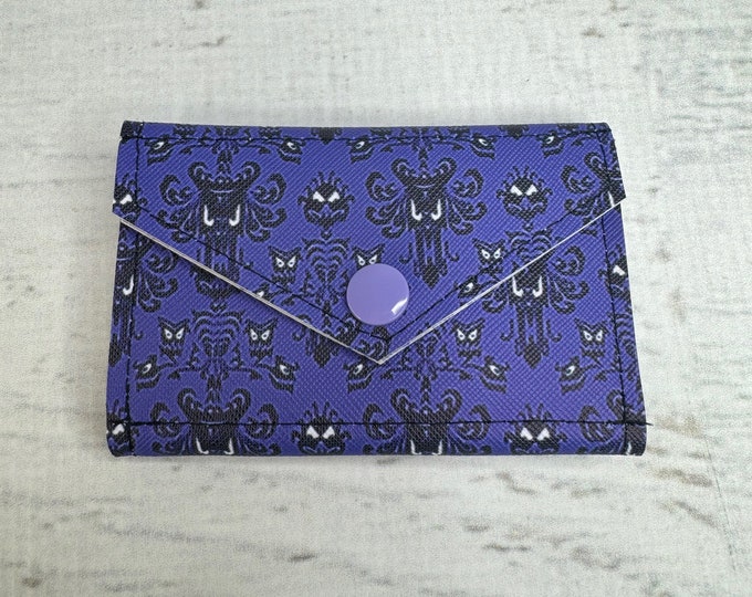 Haunted Wallpaper - Credit Card Wallet - Business Card Case - Snap Wallet - Gift Card Wallet - Compact Wallet - Halloween - Spooky - Goth