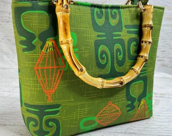 Honolulu Chinatown - KLEINE Einkaufstasche mit Bambusgriffen und Umhängegurt