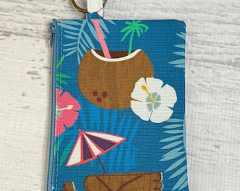 Tiki Drinks - Cypress Cotton Canvas Coin Purse Fob Wallet with Keychain