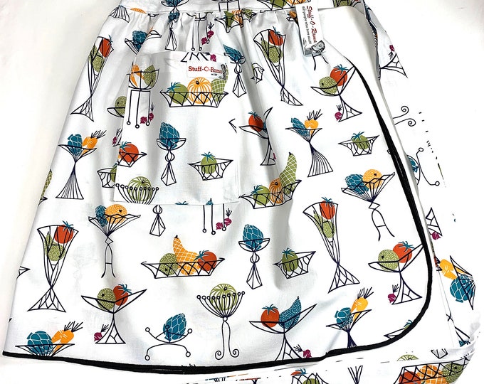 Fruit and Vegetable Bowl - Half Apron - Vintage Pin Up Skirt Style
