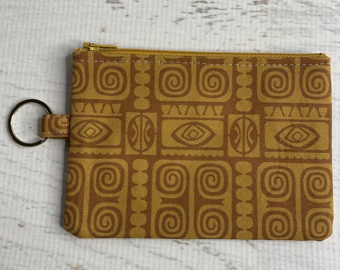 Island Tiki - Cotton Canvas - Coin Purse - Keychain - Wallet - Key Fob - Key Ring - MCM - Midcentury Modern