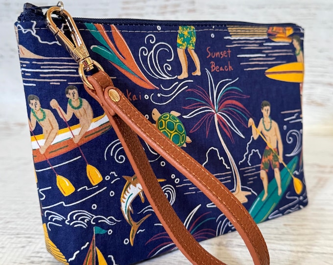Island Surfer - Zipper Pouch Clutch Wristlet