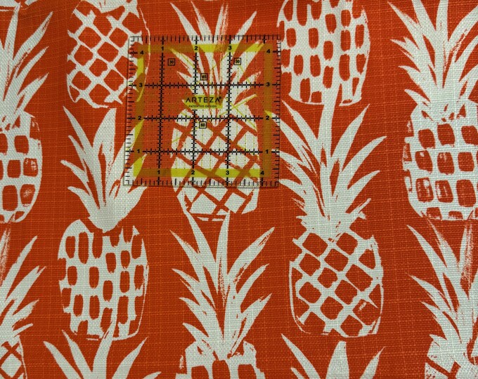 Hawaiian Fabrics - 59 - Hawaiian Aloha Print - Outdoor Fabric - Premier Prints Fabrics - Canvas - Water Resistant - Orange Pineapples