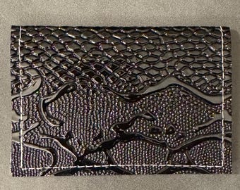 Snake Skin - Black - Basic Gift Card Wallets - Christmas Stocking Stuffers - Business Card Holder - Birthday - Tropical Floral - Hibiscus