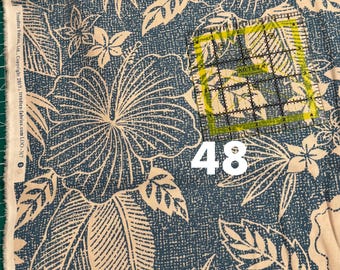 Remnant Hawaiian Fabrics - 48 - Hibiscus Flowers - Blue - Aloha Print - Trendtex - Cotton Woven