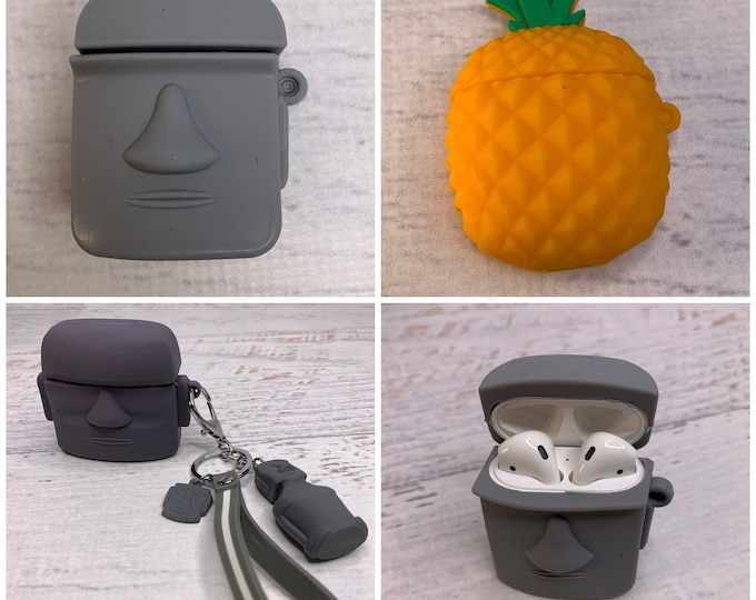 Silicone AirPod Cases - Pineapple - Tiki - Easter Island Heads - Moai - Keychain - Charms