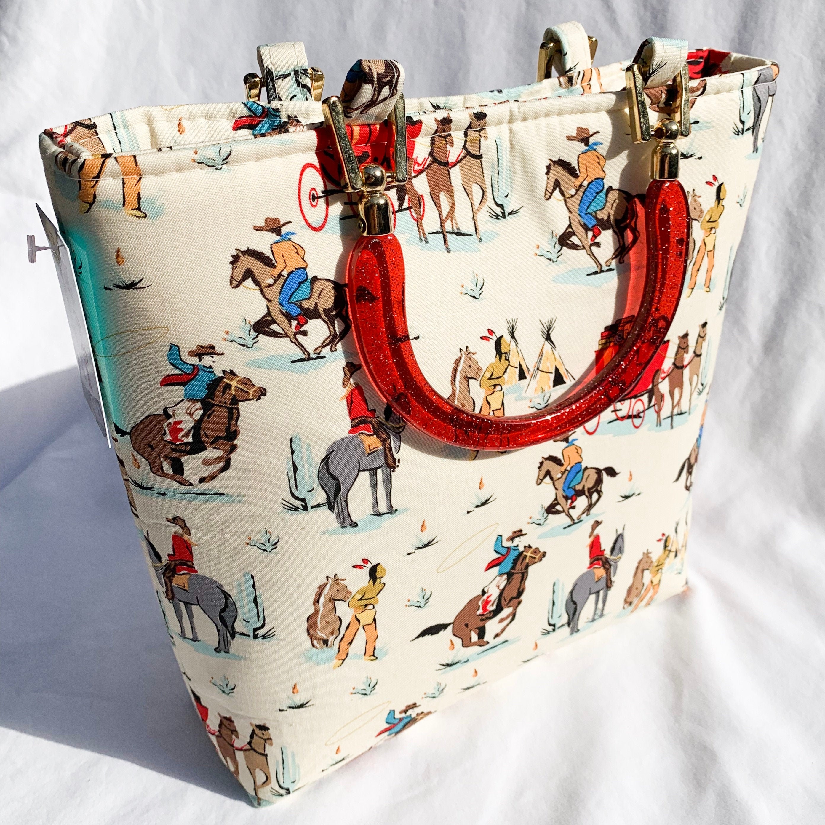 Retro Western Cowboys Tote Bag Purse Handbag