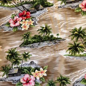 Hawaiian Fabrics - 37 - Hawaiian Islands - Aloha Print - Trans-Pacific Fabrics - Cotton Print - Floral
