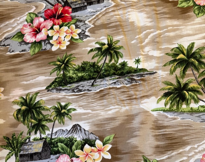 Hawaiian Fabrics - 37 - Hawaiian Islands - Aloha Print - Trans-Pacific Fabrics - Cotton Print - Floral