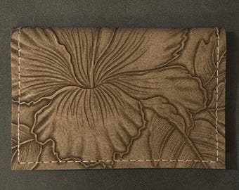 Paniola - Smoky Brown - Basic Gift Card Wallets - Christmas Stocking Stuffers - Business Card Holder - Birthday - Tropical Floral - Hibiscus