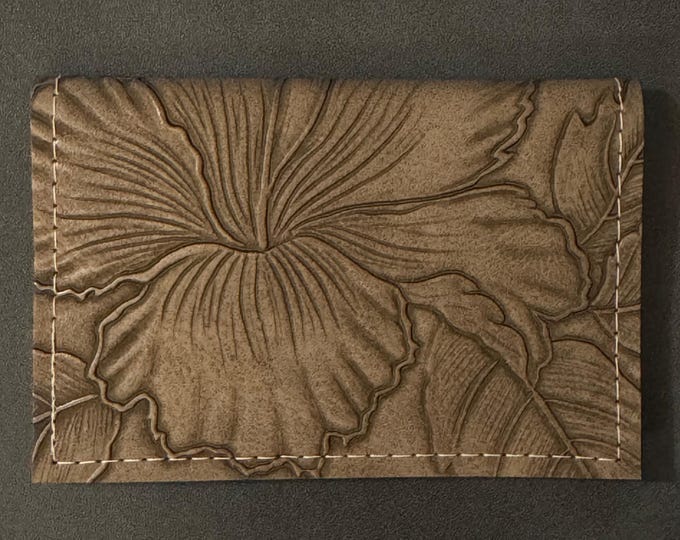 Paniola - Smoky Brown - Basic Gift Card Wallets - Christmas Stocking Stuffers - Business Card Holder - Birthday - Tropical Floral - Hibiscus