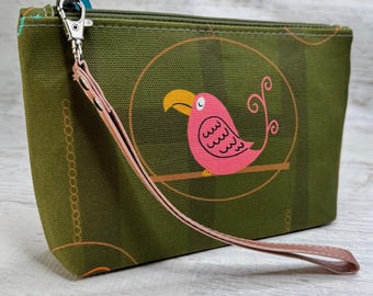 Tiki Birds - Clutch - Zipper Pouch - Wristlet - Retro Hawaiian Print - Travel Bag - Nightclub - MCM - Tiki Room - Parrots - Parrothead