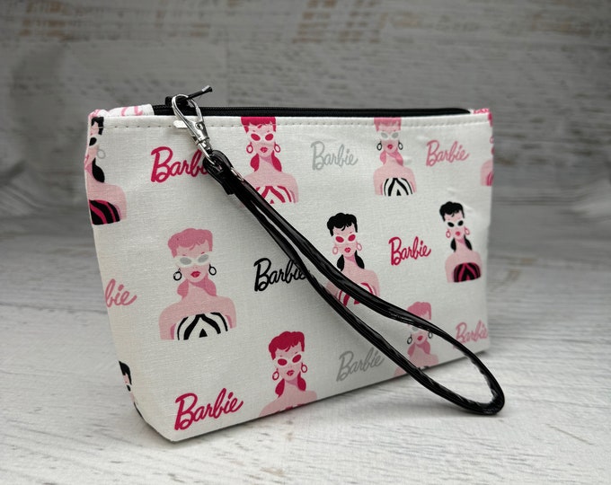 Swimsuit - Official Barbie® Licensed Fabric- Tiles - Clutch - Zipper Pouch - Wristlet - Retro - Travel Bag - Tiki