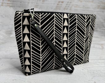 Hawaiian Tapa  - Clutch - Zipper Pouch - Wristlet - Barkcloth - Retro Hawaiian Print - Travel Bag - Tiki - Aloha Print - Tattoo - Shark