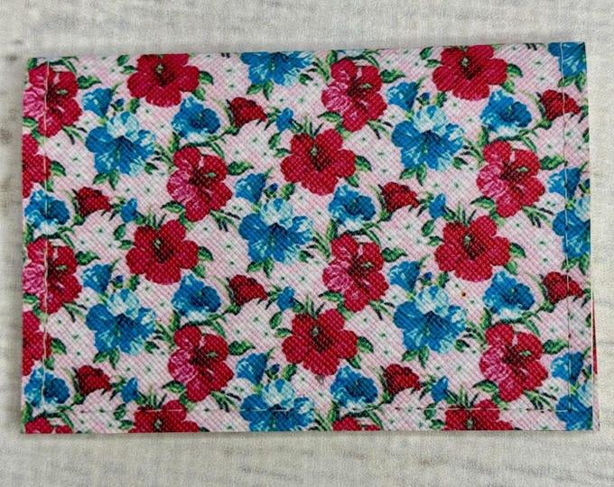 Red and Blue Hibiscus Flowers - Basic Gift Card Wallets - Christmas Stocking Stuffers - Business Card Holder - Floral - Tropical - Tiki