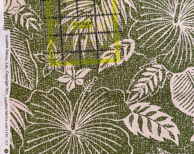 Hawaiian Fabrics - 47 - Hawaiian Hibiscus Flowers - Green - Aloha Print - Trendtex Fabrics - Cotton Print - Floral - Tropical