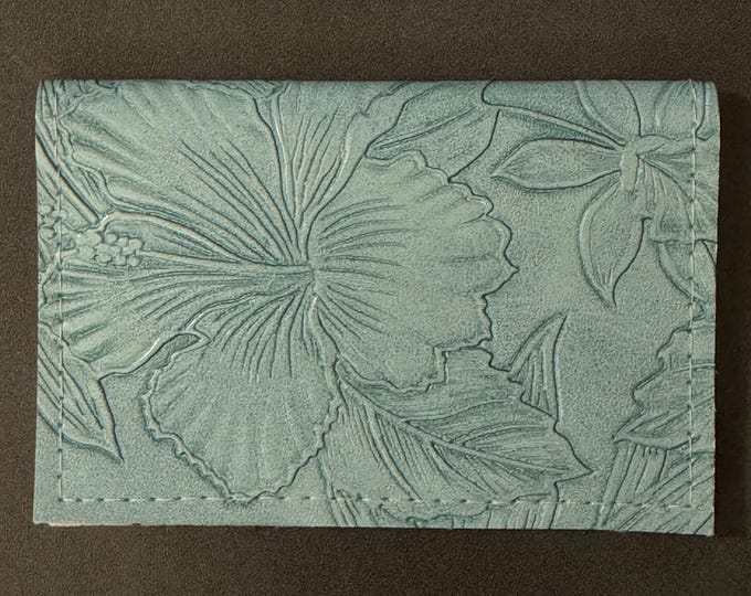 Paniola - Light Blue - Basic Gift Card Wallets - Christmas Stocking Stuffers - Business Card Holder - Birthday - Tropical Floral - Hibiscus