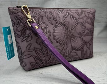 Paniola - Eggplant - Hawaiian Aloha Print - Clutch - Zipper Pouch - Wristlet - Retro Hawaiian Print - Travel Bag - Nightclub - Vinyl