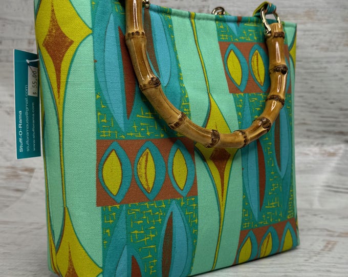 Abstracted Shields - SMALL Tote Bag - Purse - Handbag - Crossbody Option - Tiki Purse - MCM - Midcentury Modern - Aloha Print - Tropical