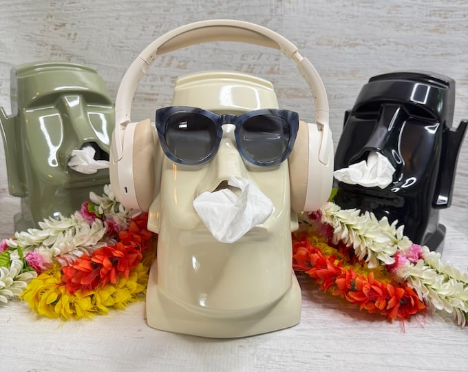 Easter Island Moai Facial Tissue Holder and Desk Organizer