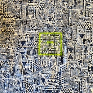 Hawaiian Fabrics - 45 - Tribal Tapa Tattoo - Blue - Aloha Print - Trendtex Fabrics - Cotton Print - Floral - Tropical