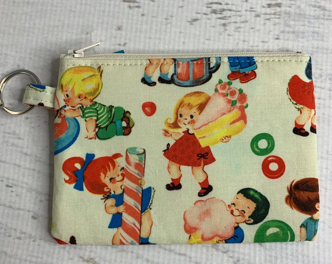 Retro Candy Kids - Cotton - Coin Purse - Keychain - Wallet - Key Fob - Key Ring - 50s style - kitsch - vintage