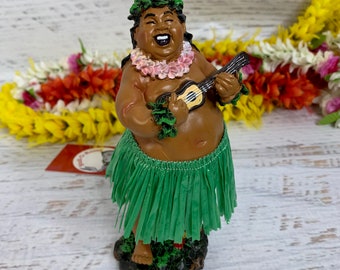 Large Size Dashboard Hula Doll - Bruddah Ed - Man with Ukulele - Resin - Tiki Bar - New In Box