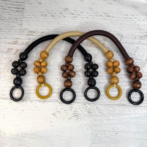Seil mit Holzperlen - Schultergurt Geldbörse Griffe - 2er Set - Perfekt für Taschen - Handtaschen - Stricktaschen - Strick oder Häkeltaschen