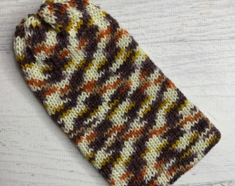 Knit Hat - Autumn Brown - toque - beanie - stocking cap - adult -Chunky Yarn - White Gold Tan Orange Brown - with or without Pom Pom