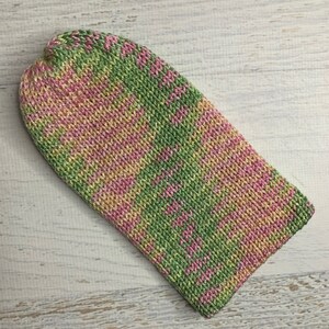 Knit Hat - Bermudan Haze - toque - beanie - stocking cap - adult -Chunky Yarn - Pink Peach Grass Green Light Green - with or without Pom Pom