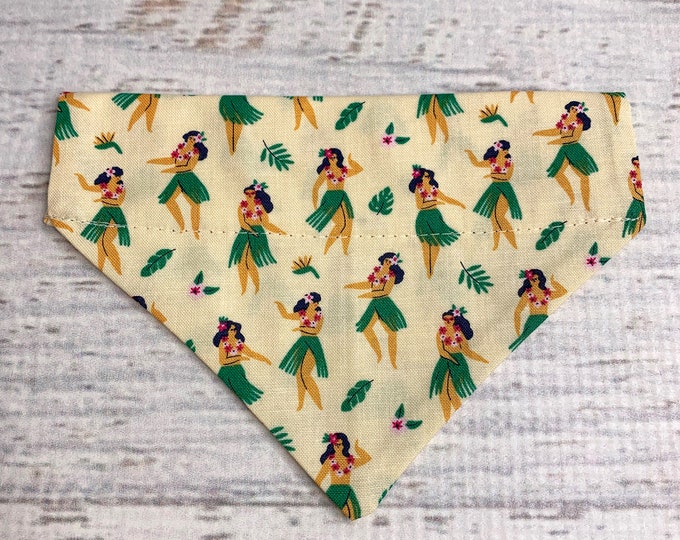 Hula Dancers - Dog Cat Pet Bandana - Over the Collar - Tropical - Aloha Print - Sizes XS through XL - Dog Accessories - Neckwear
