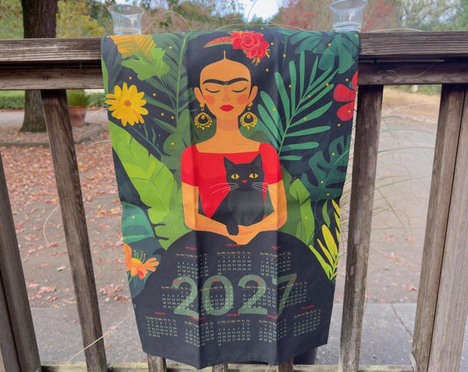 Frida & Cat | 2027 Tea Towel Calendar | Linen Cotton Canvas
