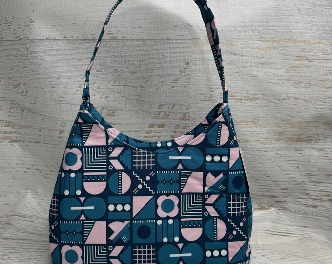 MidCentury Modern Art Deco Icons - Hobo Style - Shoulder Bag - MCM - Danish Modern - Pink - Blue  - Summer Bag