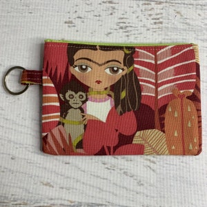 Ella Con Changos - Algodón - Monedero - Llavero - Cartera - Llavero - Llavero - Frida - Mono - Selva