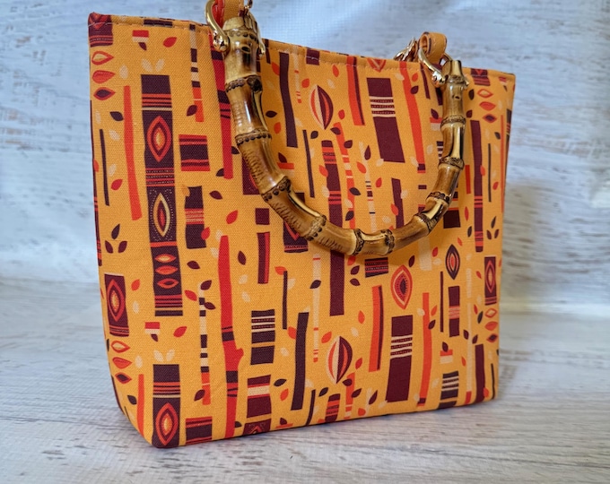 Jungle Sticks - SMALL Canvas Tote Bag with Bamboo Handles and Crossbody Strap