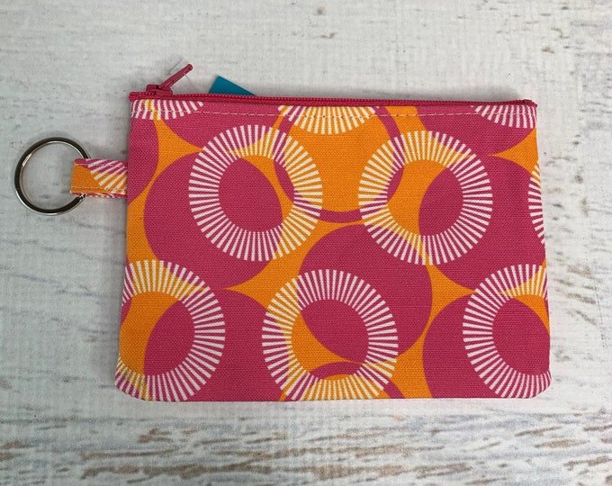 Bold Moon and Sun - Cotton Canvas - Coin Purse - Keychain - Wallet - Key Fob - Key Ring - MCM - Mid Century Modern - Tiki - 70s Hawaiian