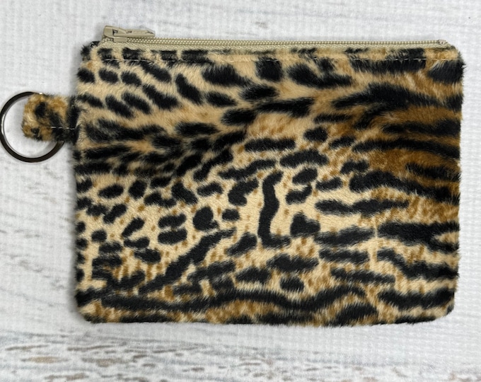 Cheetah - Animal Print - Faux Fur - Coin Purse - Keychain - Wallet - Key Fob - Key Ring - Leopard - Big Cat - Fake Fur - Fuzzy