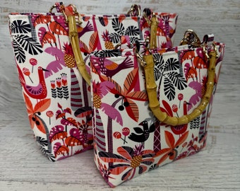 Caribbean Beat - Hawaiian Print - Tote Bag - Purse - Handbag - Crossbody - Oilcloth treated cotton - Tiki - MCM - Tropical