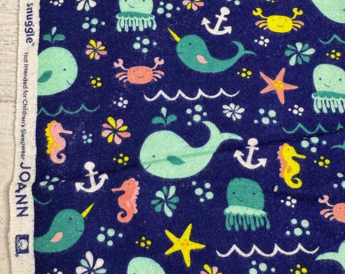Remnant Fabrics - Sea Life Under the Sea Cotton FLANNEL