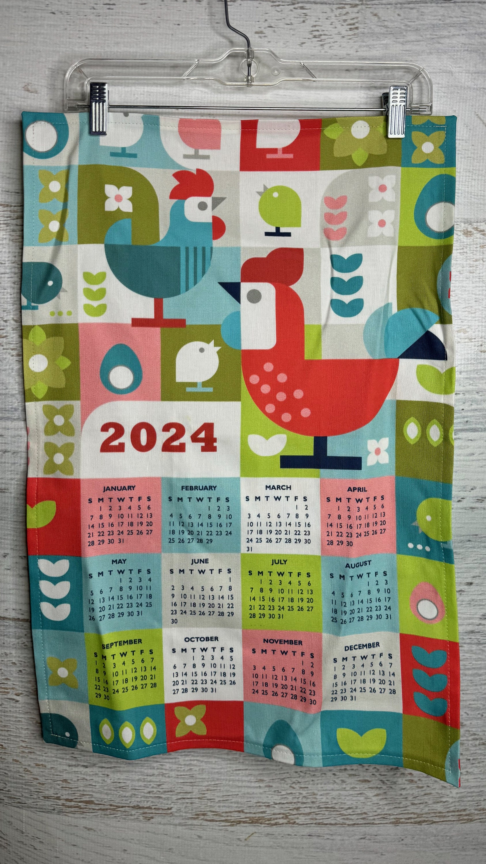 Vintage Kitchen - 2024 Calendar - Tea Towel - Bar Towel - Linen Cotton  Canvas - Retro - Vintage Style