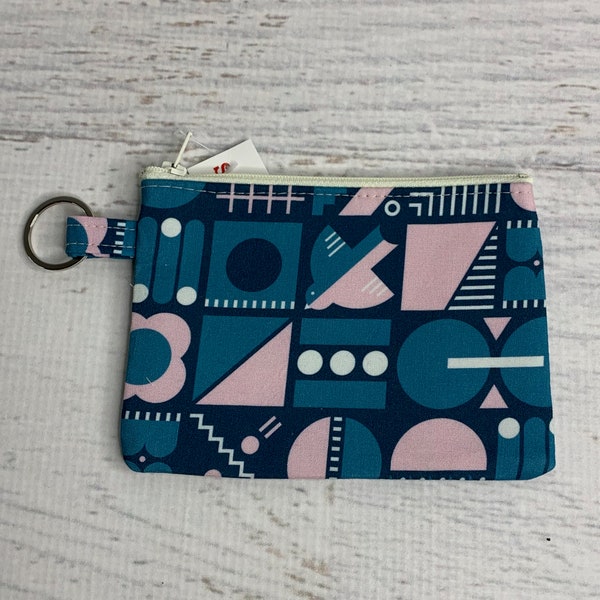 Mid Century Modern Art Deco Icons  - Cotton - Coin Purse - Keychain - Wallet - Key Fob - Key Ring