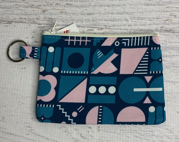 Mid Century Modern - Art Deco Icons  - Cotton - Coin Purse - Keychain - Wallet - Key Fob - Key Ring