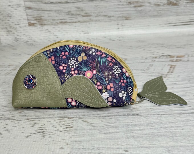 Fish Pouch - Desert Landscape - Zipper Pouch - Keychain - Make Up Bag - Zipper Clutch - Novelty - Vinyl - Vegan Leather