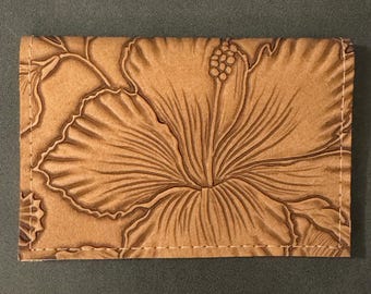 Paniola - Light Brown - Basic Gift Card Wallets - Christmas Stocking Stuffers - Business Card Holder - Birthday - Tropical Floral - Hibiscus