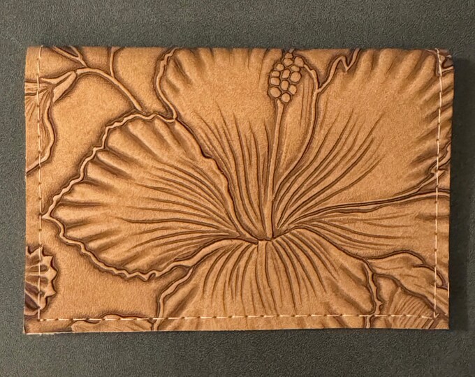 Paniola - Light Brown - Basic Gift Card Wallets - Christmas Stocking Stuffers - Business Card Holder - Birthday - Tropical Floral - Hibiscus