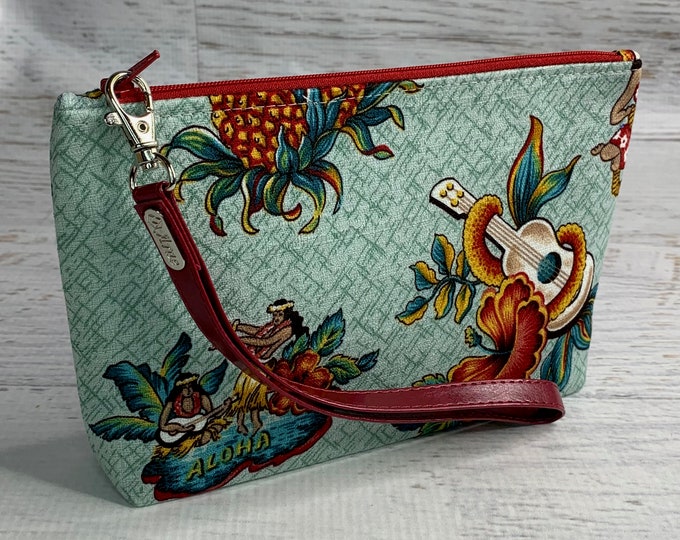 Traditional Tattoo Hawaiian Style - Clutch - Zipper Pouch - Wristlet - MCM- Mid Century Modern  Hawaiian Style - Travel Bag - Nightclub